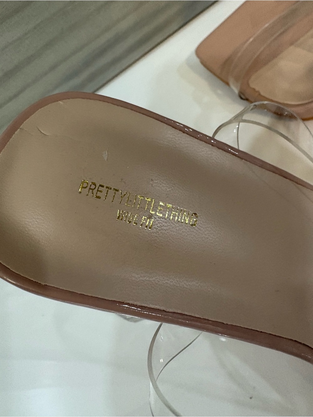 PrettyLittleThing Clear Strap Nude Block Heel Sandals - Picture 5 of 9